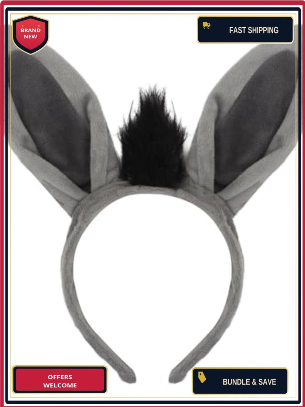 Animal Ears Headband Donkey Costume Fleece Hair Band Face Wash Headwear